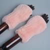 New Women 100% Real Genuine Knitted Rex Rabbit Fur Mittens Winter Warm Lady Real Fur Fingerless Gloves Handmade Knit Fur Mitten