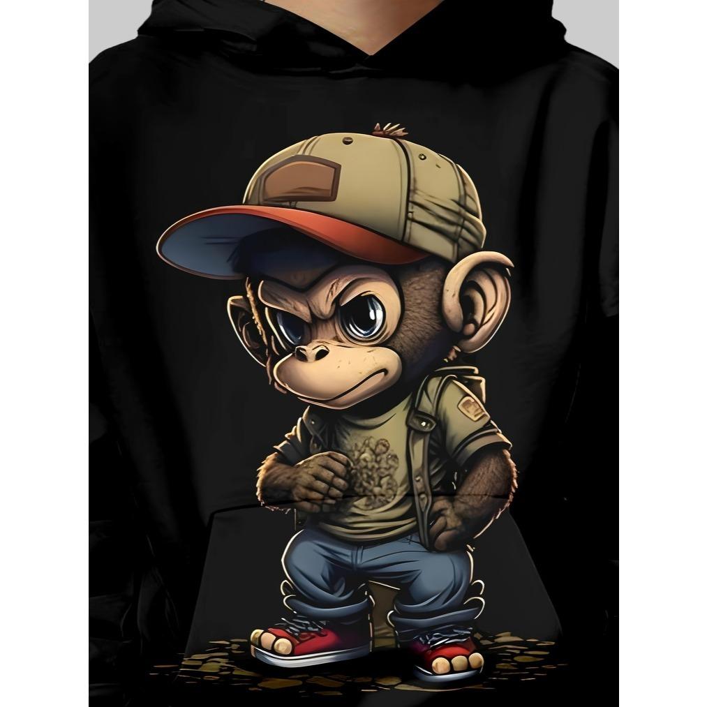 Boys' fashionable 3D printed casual pullover, spring and autumn long sleeved sportswear, boys' outdoor hoodie