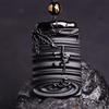Obsidian Pure Heart Pendant: Peace, Safety & Rising Success Talisman - Wealthy Bamboo Unisex Crystal Necklace