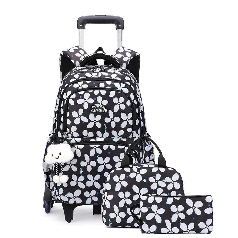Set Zaino Scolastico Zaino con Ruote per Ragazze Studenti Zaino Trolley con Ruote Borsa Scolastica con Ruote Bagaglio da Viaggio Zaino per Libri