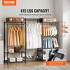 Heavy Duty Clothes Rack, Rolling Clothing Garment Rack with 4 Hang Rods & 8 Storage Tiers, Adjustable Custom Closet Rack, Freestanding Wardrobe for