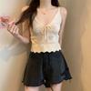 Knitted Camisole Vest for Women In Summer Sleeveless Sexy Short Style Inner Top Base Shirt
