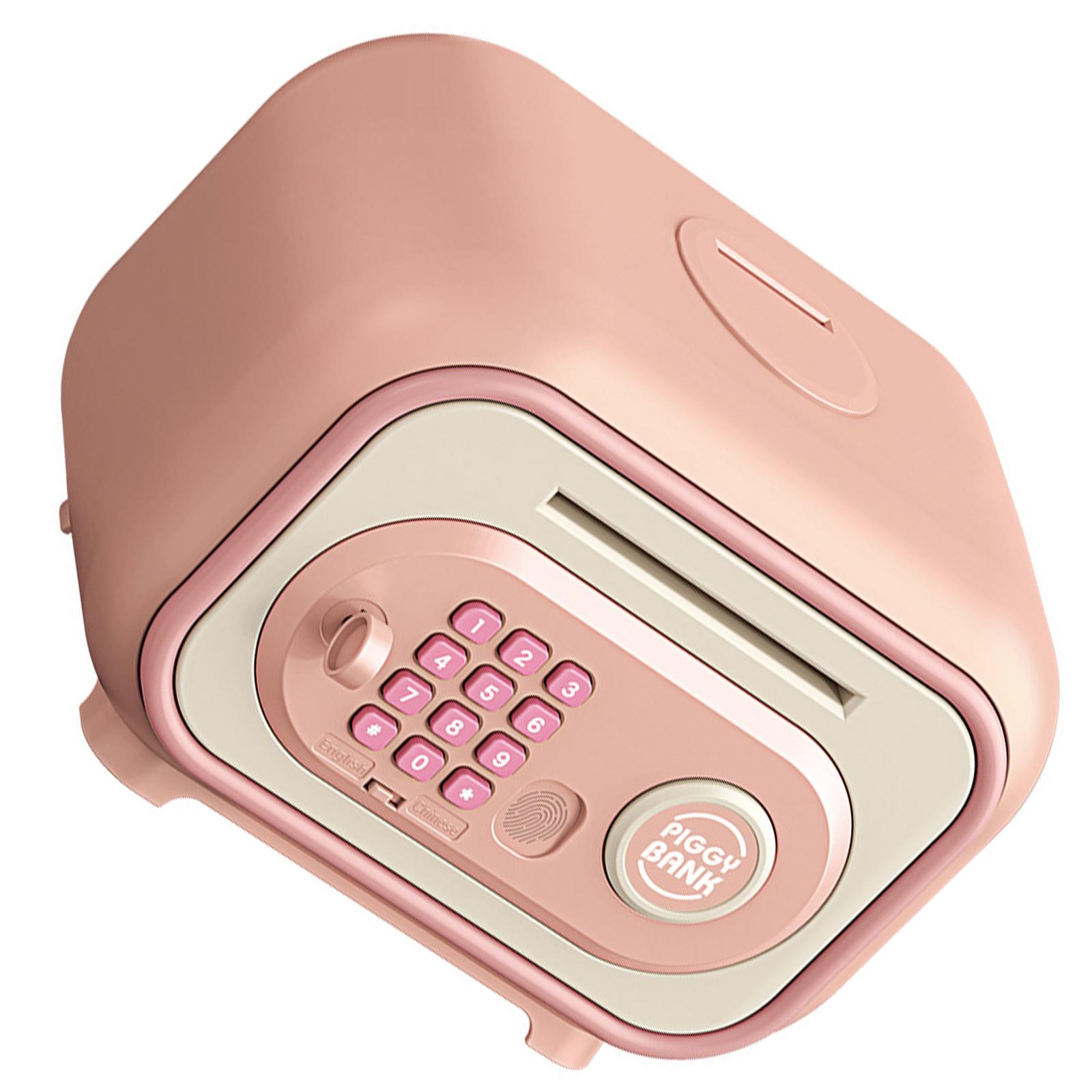 Kids Piggy Banks,Money Saving Box with Password Fingerprint Safes Cash Coin Banks Electronic Piggy Banks Toy Birthday Gift розовый