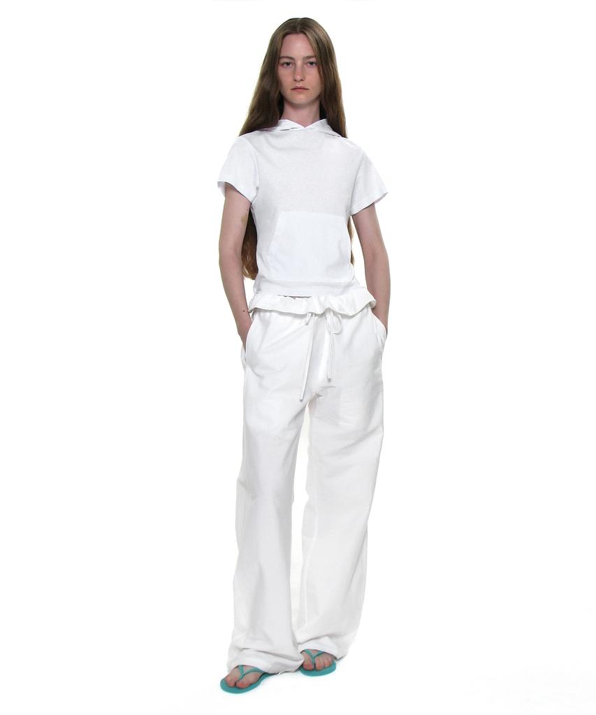 PARTIMENTO WOMEN Two-Way Frill Turnover Waist Pants_White