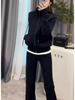 Plus Size Women's Sportswear Set: Hooded Jacket & Wide Leg Pants for Spring/Autumn – Sizes 2-300 Jin