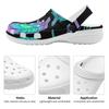 White EVA Clogs with Bat Mushroom Print, Lightweight Slip On Garden Shoes, Breathable Beach Sandals, Indoor Outdoor Slippers for Men Women