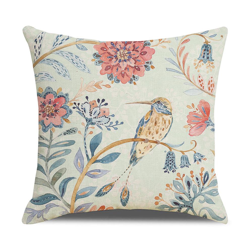 Retro Flower and Bird Pillow Nordic Bed Cushion Pillow Plant Flower Cushion Cover Living Room Sofa Cover Pillow