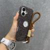 Luxury Glitter Diamond Rhinestone Case For iPhone 12 13 14 15 16 Pro Max Plus Bling Sparkling Shockproof Wrist Strap Cord Cover