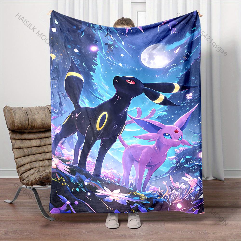 Multiple Sizes Pokemon Umbreon Printed Warm Soft Flannel Material Suitable for All Seasons Deluxe Gifts for Adults and Children