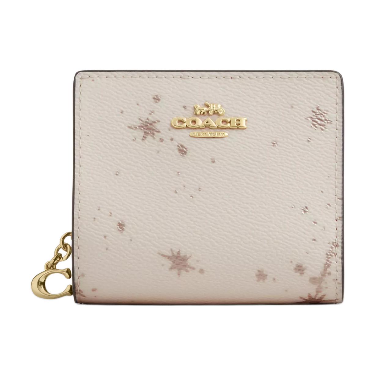 

Coach 11 Star Print Snap Brand Logo Coated Canvas And Leather Wallet Women wallet Chalk-White CCL97-IMCAH Chalk White