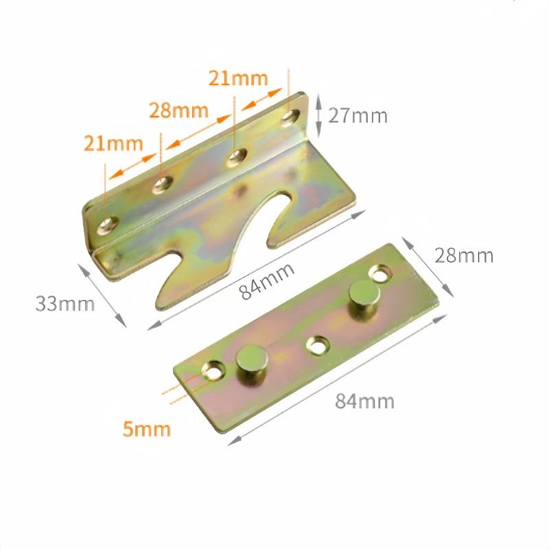 1 Set (4pcs) Bed Hinged Wood Board Connector Fixed Heavy Metal Cabinet Hinge for Bed Fixed Corner Hardware Furniture Accessories