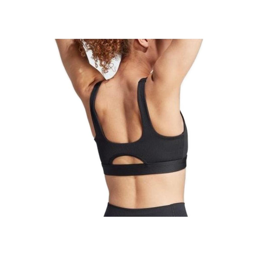 Adidas Solid Color Logo Print Sleeveless Square Neck Sports Bra Women Sports Underwear Black HZ9024