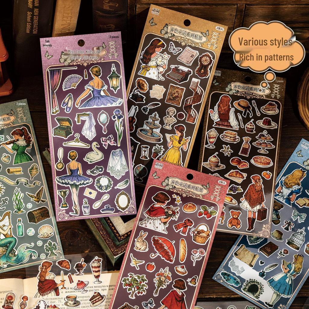 Yuxian Misty Fairytale European Retro Stickers for DIY Cards, Journals, and Collage Decoration