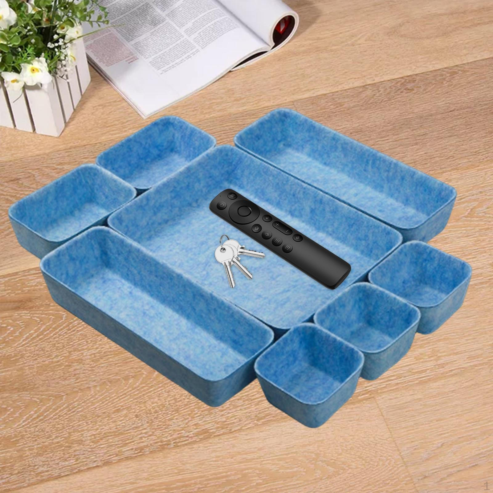 

Felt Drawer Organizer Tray 8 Grids Multifunctional Simple Separator Storage Box for Shelf Cabinets синий