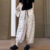 Plus Size Women's Summer Thin Loose Lantern Pants - High-Waist Slimming Polka Dot Casual Trousers with Cuffed Anti-Wrinkle Design