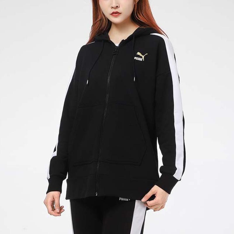 Puma Colorblock Logo Tape Hooded Jacket Women Jacket Black 531278-01