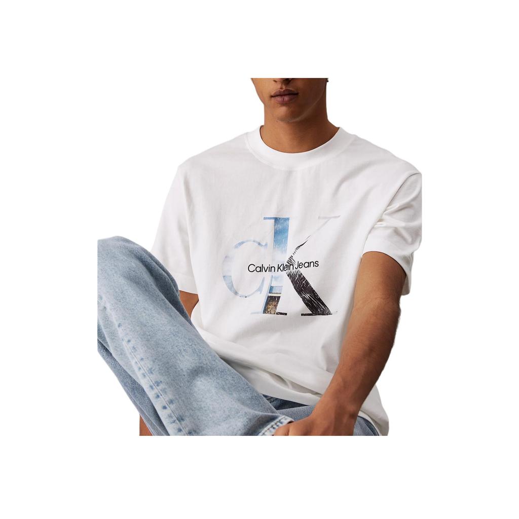 Calvin Klein Jeans Logo Print Casual Comfortable Knitted Round Neck Short Sleeve T-Shirt Men T-Shirts J30J327483-YAF