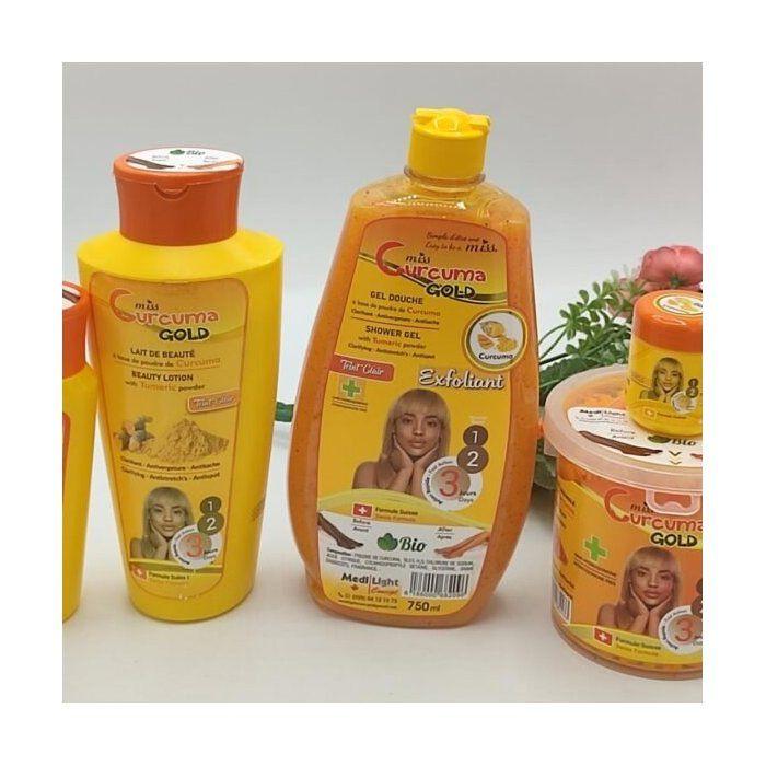 Gamme Complète Soins Curcuma Bio – Gel Douche, Savon, Lait, Huile &amp; Crème Visage
