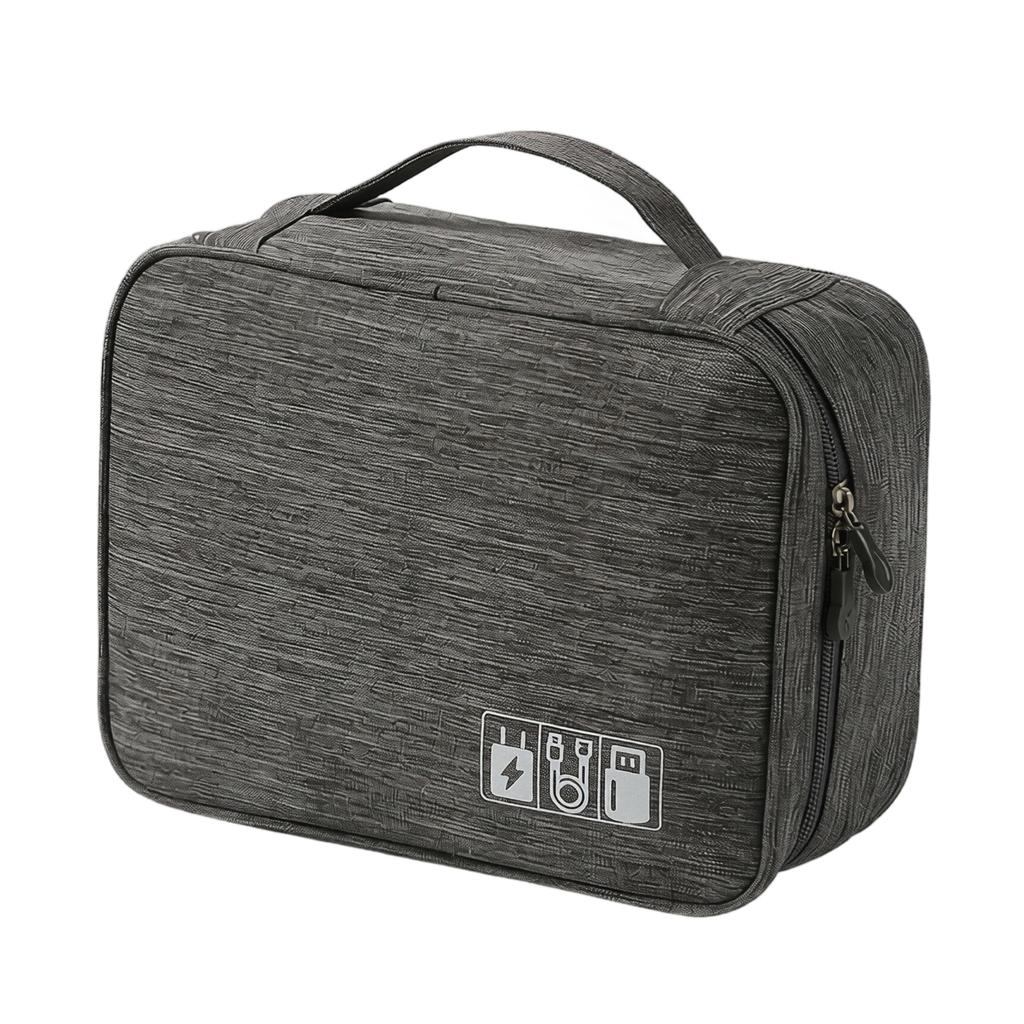 Portable Cationic Fabric Travel Organizer Bag with Handle Multi-Compartment Storage Case for Electronics Accessories and Small Items