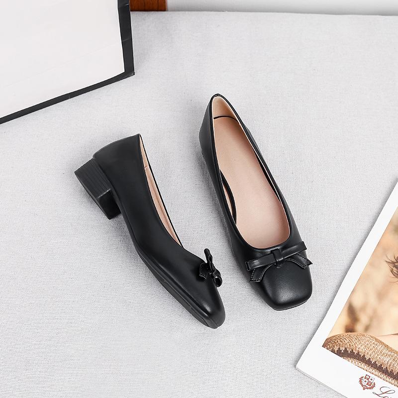 Women's Dress Shoes Wedding Square Toe Low Heel Pumps Shoes Slip On Chunky Block Heels for Women Comfortable Dress Shoes for Office Work Business