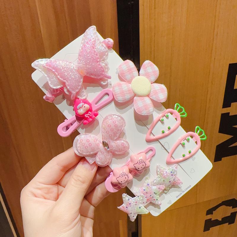 Pink 50-Piece Cute Hair Clip Set: Sweet Girly Japanese Cartoon Bangs Accessories