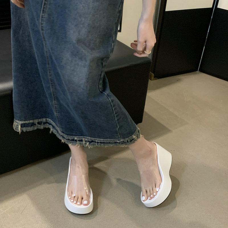 

Летние модные женские шлепанцы на танкетке, женские шлепанцы на платформе, летние пляжные тапочки 37 бежевый