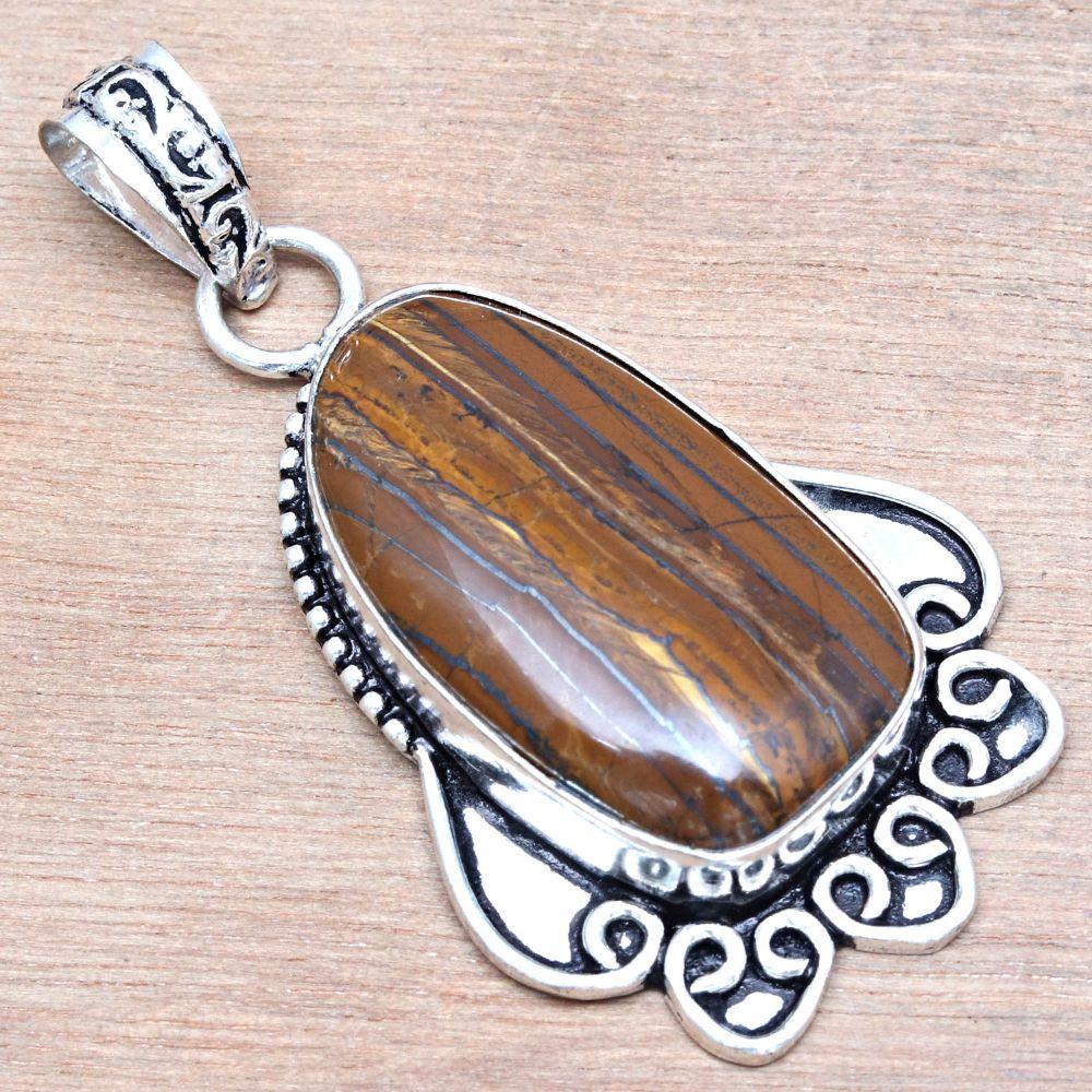 Pendant Multi Tiger Gemstone Handmade Mother'Day Silver Jewelry 2.25"