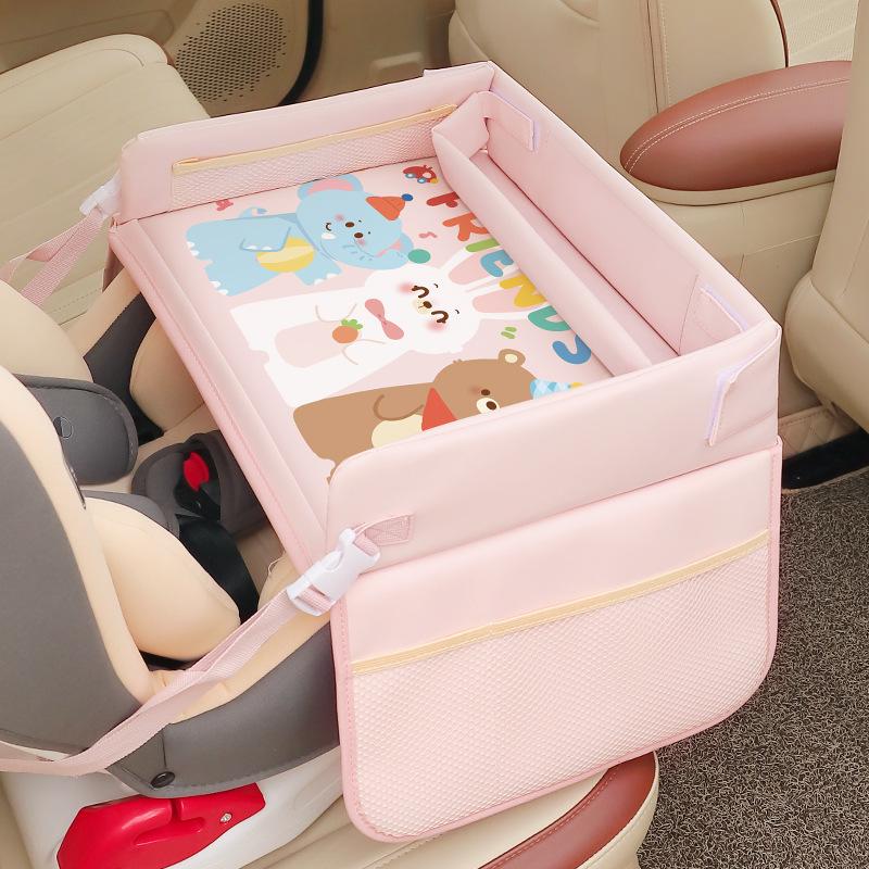 Car Dining Drawing Table Car Child Safety Seat Tray Cartoon Car Seat Table Tray Small Table Storage Tool Foldable Waterproof