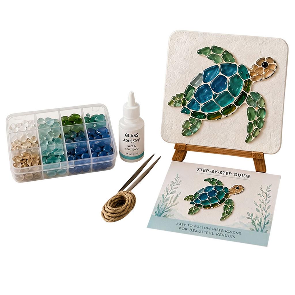 Ocean Theme Glass Art DIY Kit Glass Diamond Painting Craft Set Marine DIY Art Supply Sea Animal Wall Hanging Decor Handmade Gift