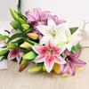 Real Looking 3D Printing Lily Branch Artificial Flowers White Fake Flowers Flores for Wedding Home Garden Decoration