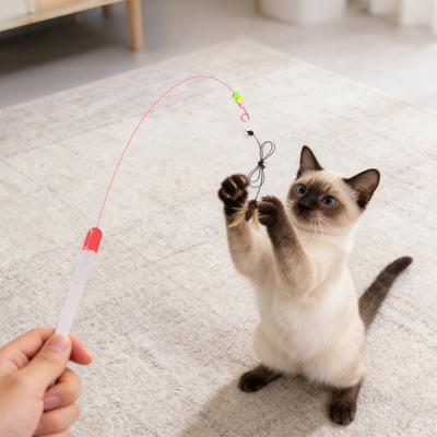 Set Cat Wand Toy Feather Cat Teaser with Bell Interactive Wand Cat