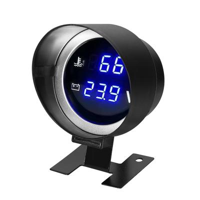 Car LCD Gauge Water Temperature Voltage Meter 2 In 1 Fahrenheit Display for Vehicle Black.