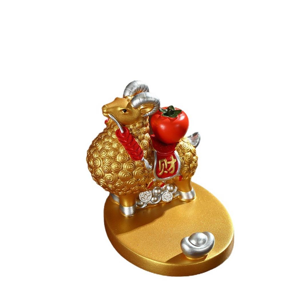 Miniature Feng Shui Goat Statue Creative Zodiac Sheep Figurine Sheep Phone Holder New Year Mascot