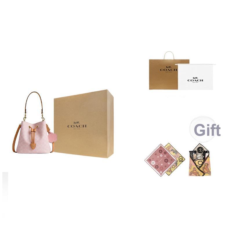 Coach Edizione Limitata San Valentino Rowan 21 Monogramma Classico Tracolla Staccabile Borsa a Secchiello Borse da Donna Rosa Fiore di Ciliegio CEA23-IMPO
