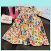 Girl Summer Dress With Floral Pattern And Cotton Material For Children Ages 3 To 8