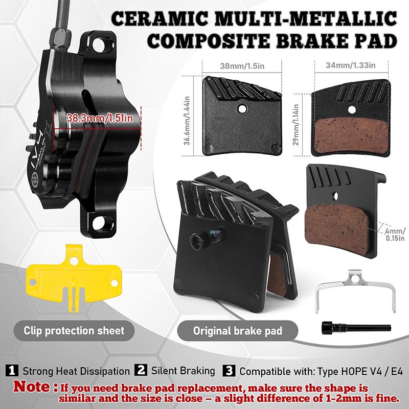 IIIPRO IV4 Bicycle Hydraulic Brakes Set 4 Piston Bike Hydraulic Disc Brake Set 160mm Road MTB Oil Pressure Brake Disc