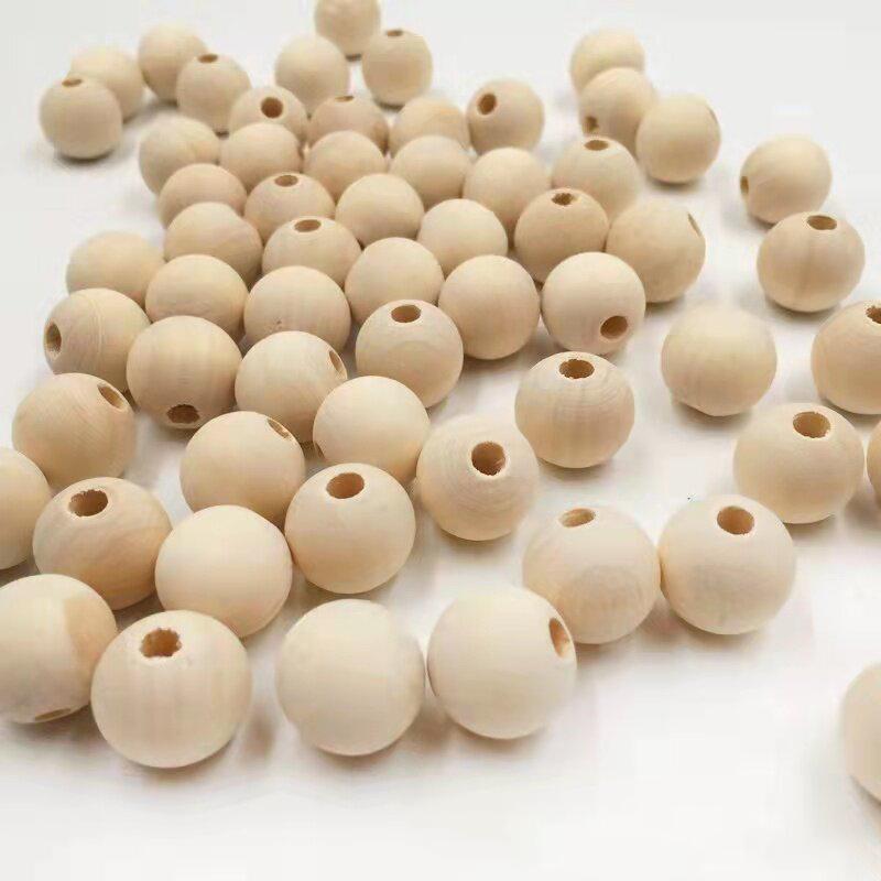 1~200pcs 4~50mm Solid Through-hole Wooden Ball Round Natural Wood Loose Big Hole Beads For DIY Crafts Woodcraft DIY Making