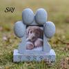Sandblasted Pet Memorial Stone Imitation Tombstone with Paw Print Photo Frame Weather-Resistant Resin for Dogs And Cats Engraved Base Custom