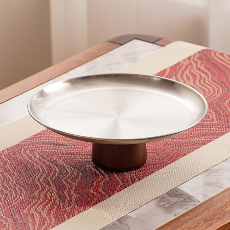 Portable Stainless Steel Tray for Dessert and Snacks Metal High Footed Fruit Display Plate Elegant Appetizer Platter