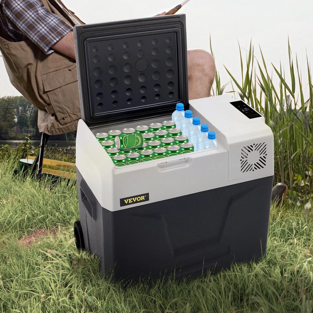 VEVOR Car Refrigerator, 12 Volt Car Refrigerator Fridge, 50 L Single Zone Portable Freezer with Wheels and Handle, -4 degrees F-68 degrees F