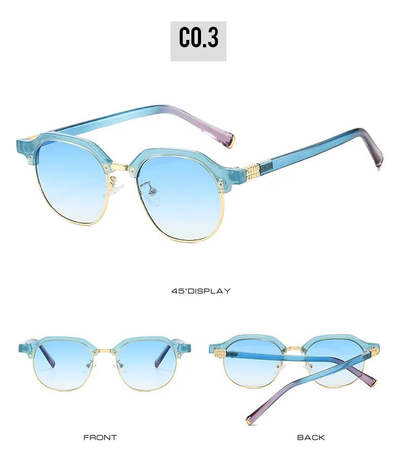 New Half Frame Sunglasses Man Woman Luxury Designer Sun Glasses High Quality Male Retro Eyewear Metal