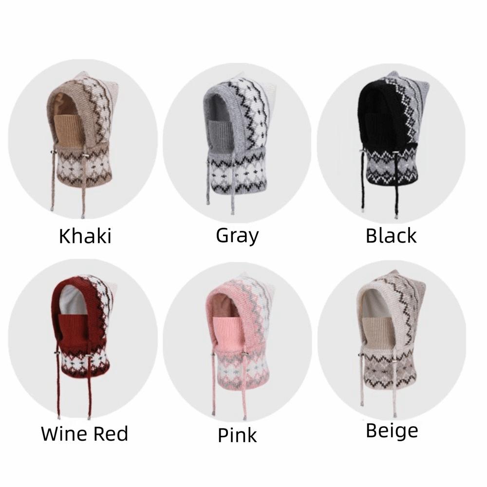Integrated Warmth Knitted Beanie Hat Knitted Hooded Cap Cute Winter Hat with Scarf  Outdoor Sports