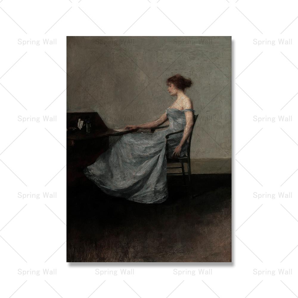 Vintage Portrait Frau liest Innenszene Malerei Leinwand Poster und Drucke Antike Wand Kunst Bilder für Schlafzimmer Dekor