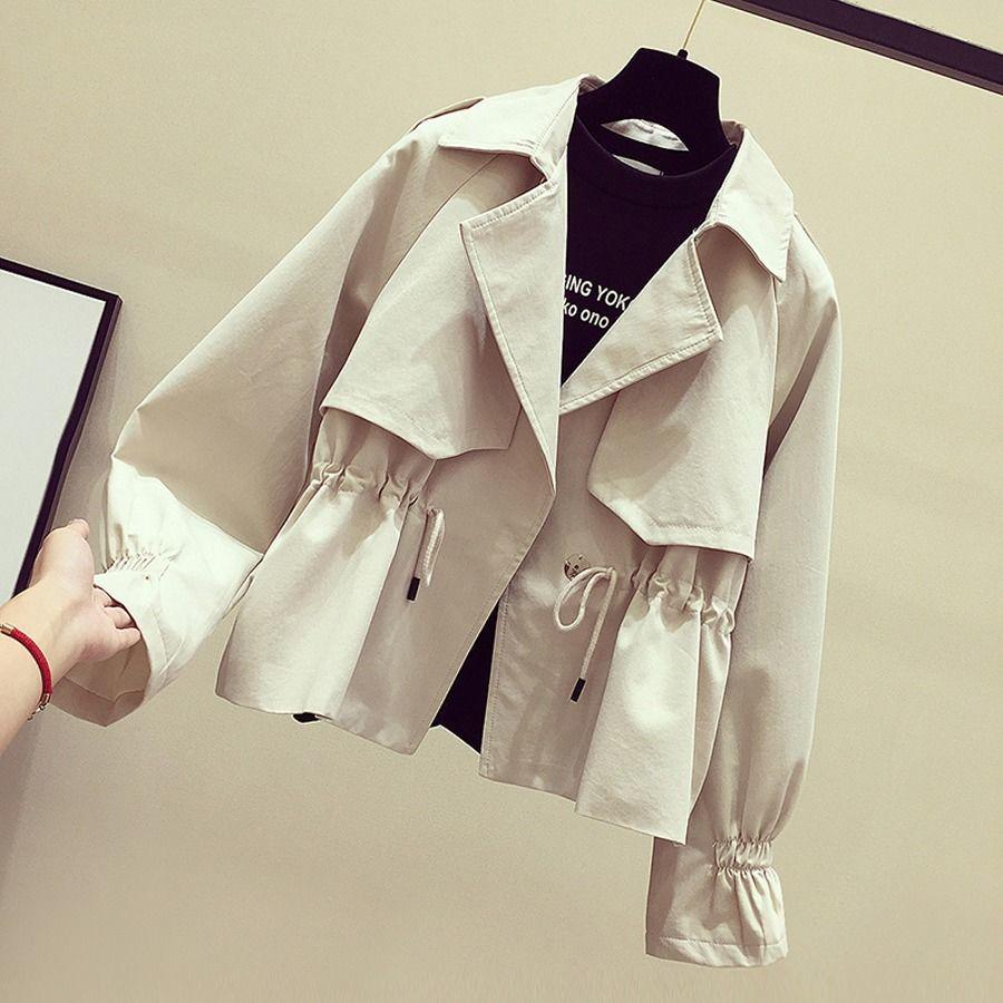 Giacca a vento da donna con colletto rovesciato Cappotto Capospalla Cappotto Monocolore Trench Top aderenti Cappotto