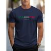 New Men's Summer Polyester Fabric Fashionable Casual Loose ITALIA Pattern Printed Sports Round Neck Short Sleeved T-shirt Top