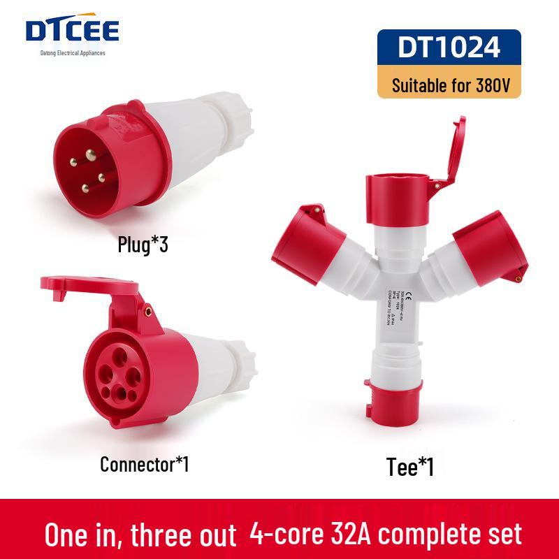 Three-Way Explosion-Proof Industrial Plug Y-Type Aviation Socket 32A/16A Waterproof Converter.