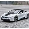 1/22 BMW I8 New Energy Car Alloy Sports Car Model Diecast Metal Racing Car Vehicles Model Simulation Sound Light Childrens Toys Gift