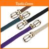 Slim Womens Elegant Woven Belt With Decorative Gold Buckle For Stylish Dress And Outfit Shirt