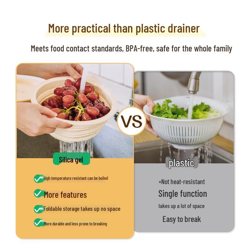 Shuk Food-Grade Foldable Silicone Drain Basket