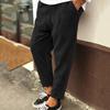 Men's Casual Loose Corduroy Drawstring Waisted Flat-leg Nine-inch Pants